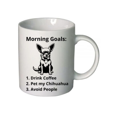 Morning Goals Chihuahua - Boutique Ceramic Mug Thumbnail