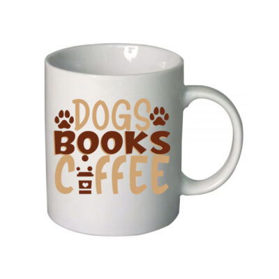 Dogs, Book, Coffee - Boutique Ceramic Mug Thumbnail